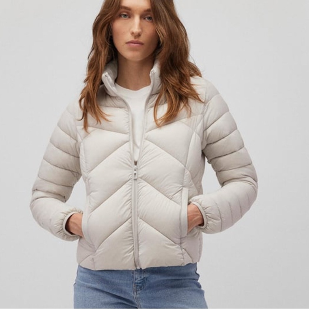 Mavi Light Gray Quilted Puffer Jacket - Size Large